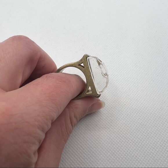 🍭4/$20 Kenneth Cole Cracked Ice Ring on a Gold Tone Band - Size 8 - Picture 7 of 11